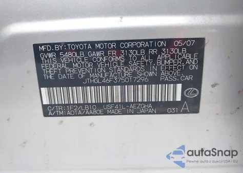 2007 Lexus Ls 460L z USA, uszkodzony, nr VIN JT8GL46F375017296